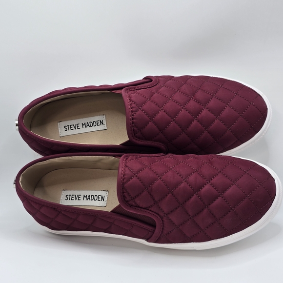 Steve Madden Women's Quilted Slip-On Sneakers - Burgundy Size 8.5M - Picture 7 of 11